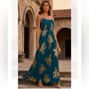 City Studio Teal and Gold Maxi Dress